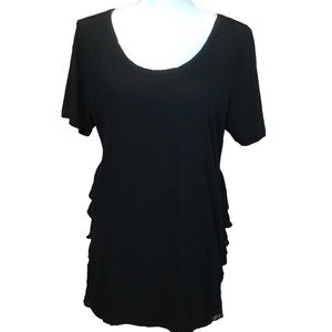 LOGO by Lori Goldstein Black Pullover Knit Top Size Large